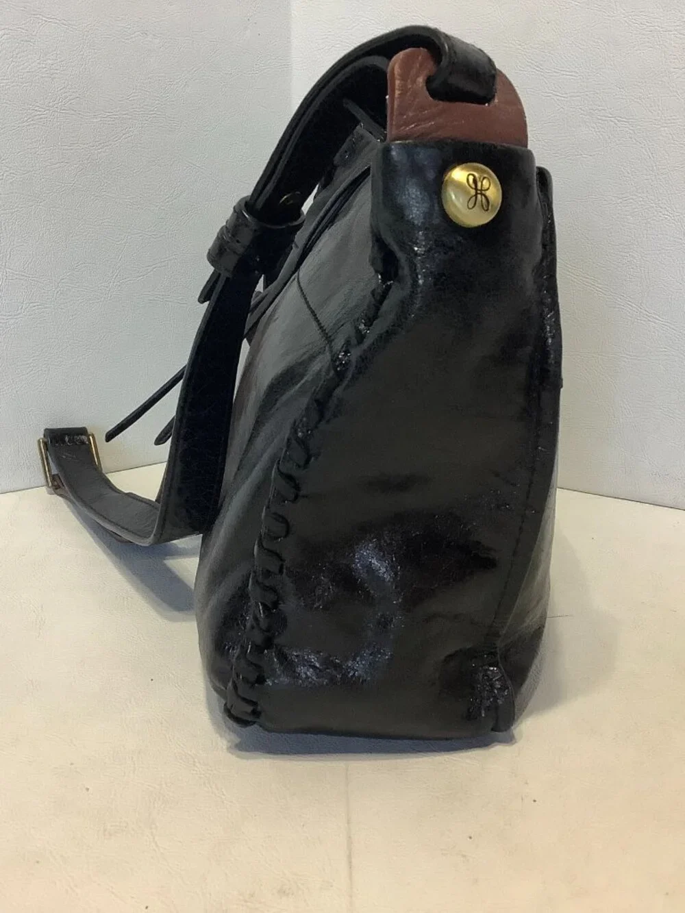 Hobo Banjo Leather Crossbody Purse Bag Black Small